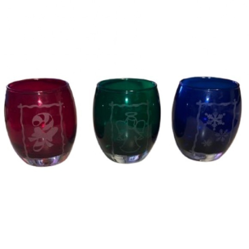 PartyLite holiday trio teal light/votive holder set of 3